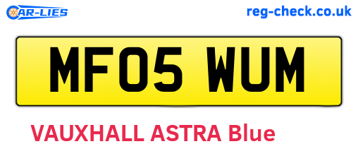 MF05WUM are the vehicle registration plates.
