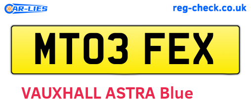 MT03FEX are the vehicle registration plates.