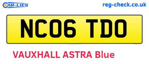NC06TDO are the vehicle registration plates.