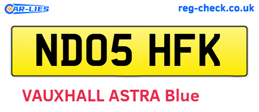 ND05HFK are the vehicle registration plates.