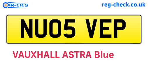 NU05VEP are the vehicle registration plates.