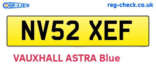 NV52XEF are the vehicle registration plates.