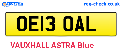 OE13OAL are the vehicle registration plates.