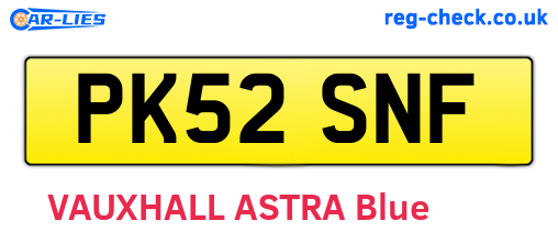 PK52SNF are the vehicle registration plates.