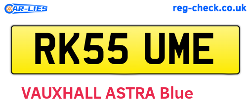 RK55UME are the vehicle registration plates.