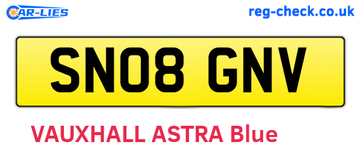 SN08GNV are the vehicle registration plates.