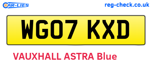 WG07KXD are the vehicle registration plates.