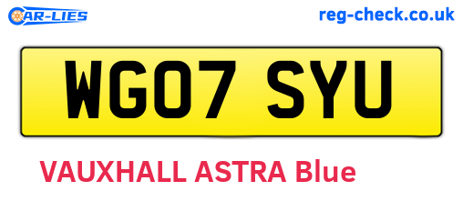 WG07SYU are the vehicle registration plates.