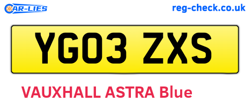 YG03ZXS are the vehicle registration plates.