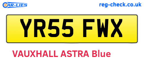 YR55FWX are the vehicle registration plates.