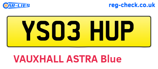 YS03HUP are the vehicle registration plates.