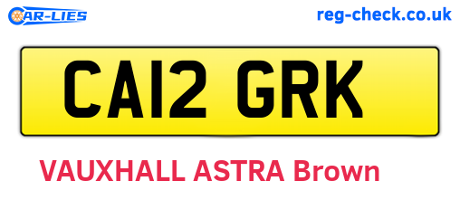 CA12GRK are the vehicle registration plates.