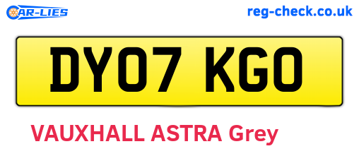 DY07KGO are the vehicle registration plates.