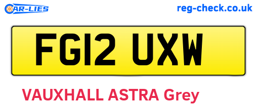 FG12UXW are the vehicle registration plates.