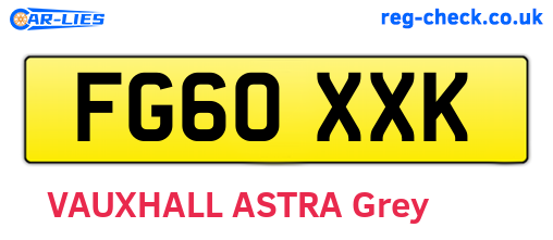 FG60XXK are the vehicle registration plates.