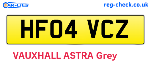 HF04VCZ are the vehicle registration plates.