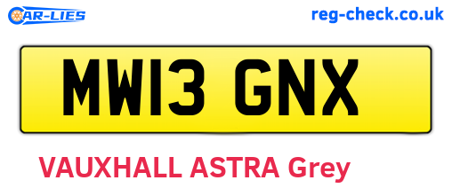 MW13GNX are the vehicle registration plates.
