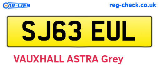 SJ63EUL are the vehicle registration plates.