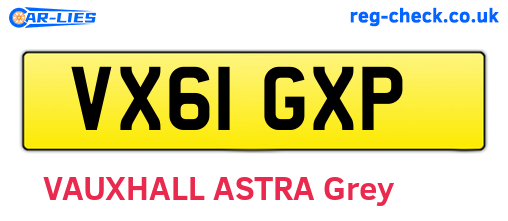 VX61GXP are the vehicle registration plates.