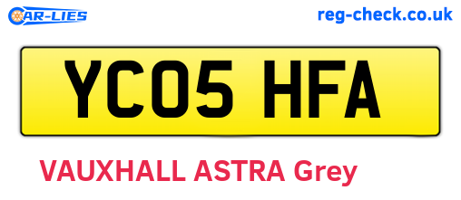 YC05HFA are the vehicle registration plates.