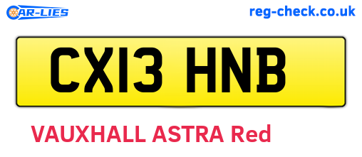 CX13HNB are the vehicle registration plates.