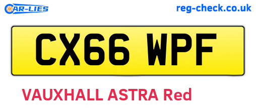 CX66WPF are the vehicle registration plates.