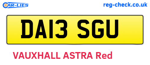 DA13SGU are the vehicle registration plates.
