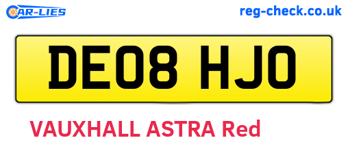 DE08HJO are the vehicle registration plates.
