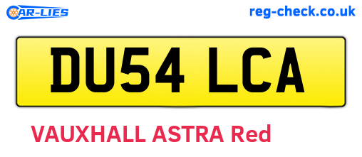 DU54LCA are the vehicle registration plates.