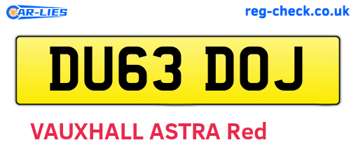 DU63DOJ are the vehicle registration plates.