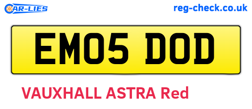 EM05DOD are the vehicle registration plates.