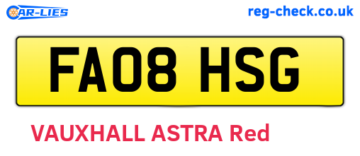 FA08HSG are the vehicle registration plates.