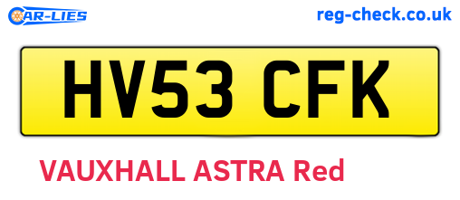 HV53CFK are the vehicle registration plates.