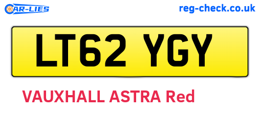 LT62YGY are the vehicle registration plates.