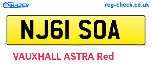 NJ61SOA are the vehicle registration plates.