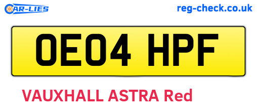OE04HPF are the vehicle registration plates.