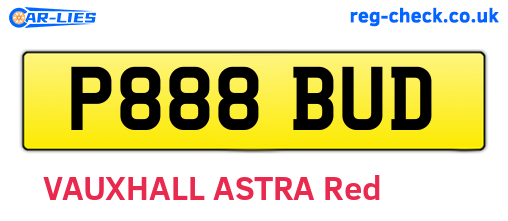 P888BUD are the vehicle registration plates.