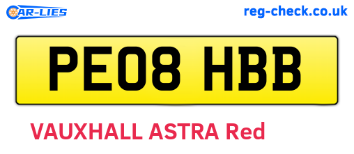 PE08HBB are the vehicle registration plates.