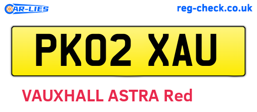 PK02XAU are the vehicle registration plates.