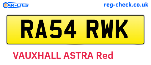 RA54RWK are the vehicle registration plates.
