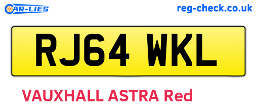 RJ64WKL are the vehicle registration plates.