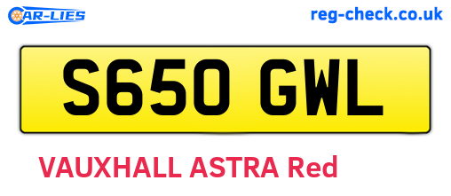 S650GWL are the vehicle registration plates.