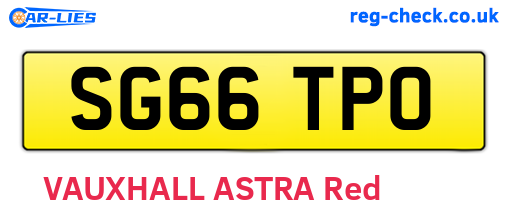 SG66TPO are the vehicle registration plates.