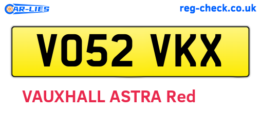 VO52VKX are the vehicle registration plates.