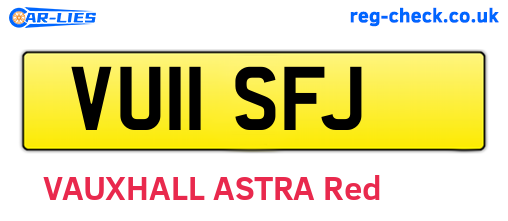 VU11SFJ are the vehicle registration plates.