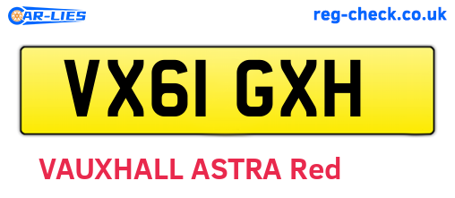 VX61GXH are the vehicle registration plates.