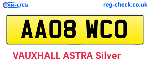 AA08WCO are the vehicle registration plates.