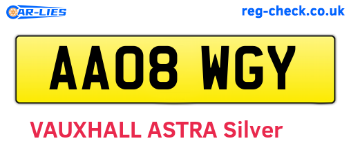 AA08WGY are the vehicle registration plates.