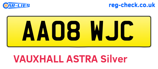 AA08WJC are the vehicle registration plates.