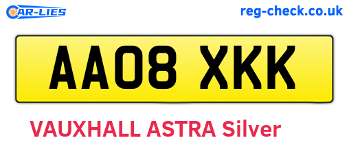 AA08XKK are the vehicle registration plates.